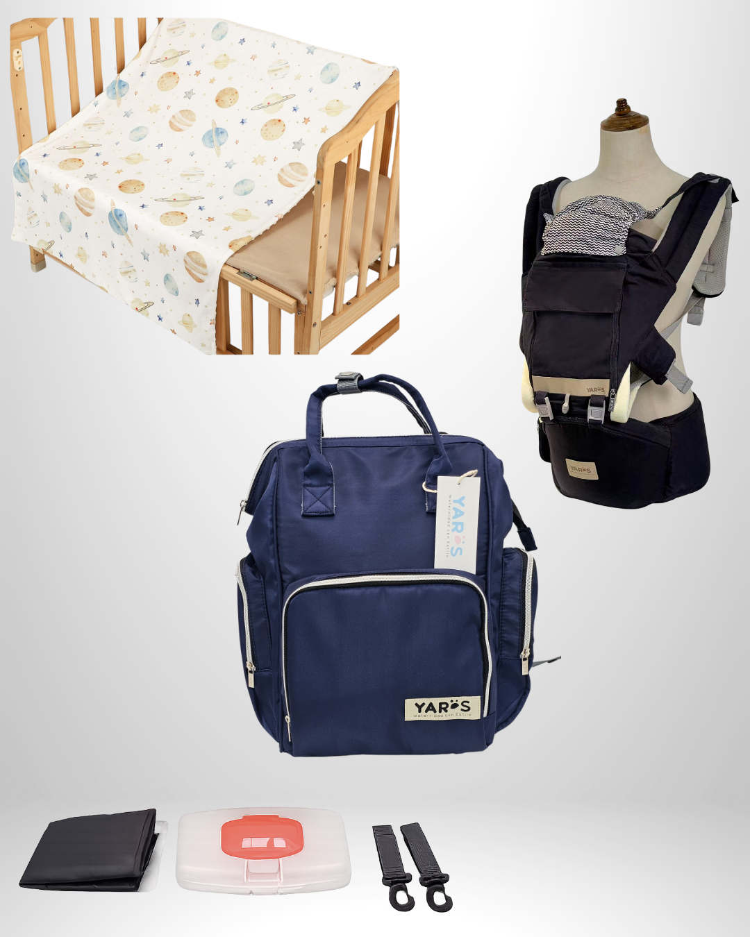 Combo YARÖS Esencial – Pañalera + Cargador + Cobija | Envío Gratis
