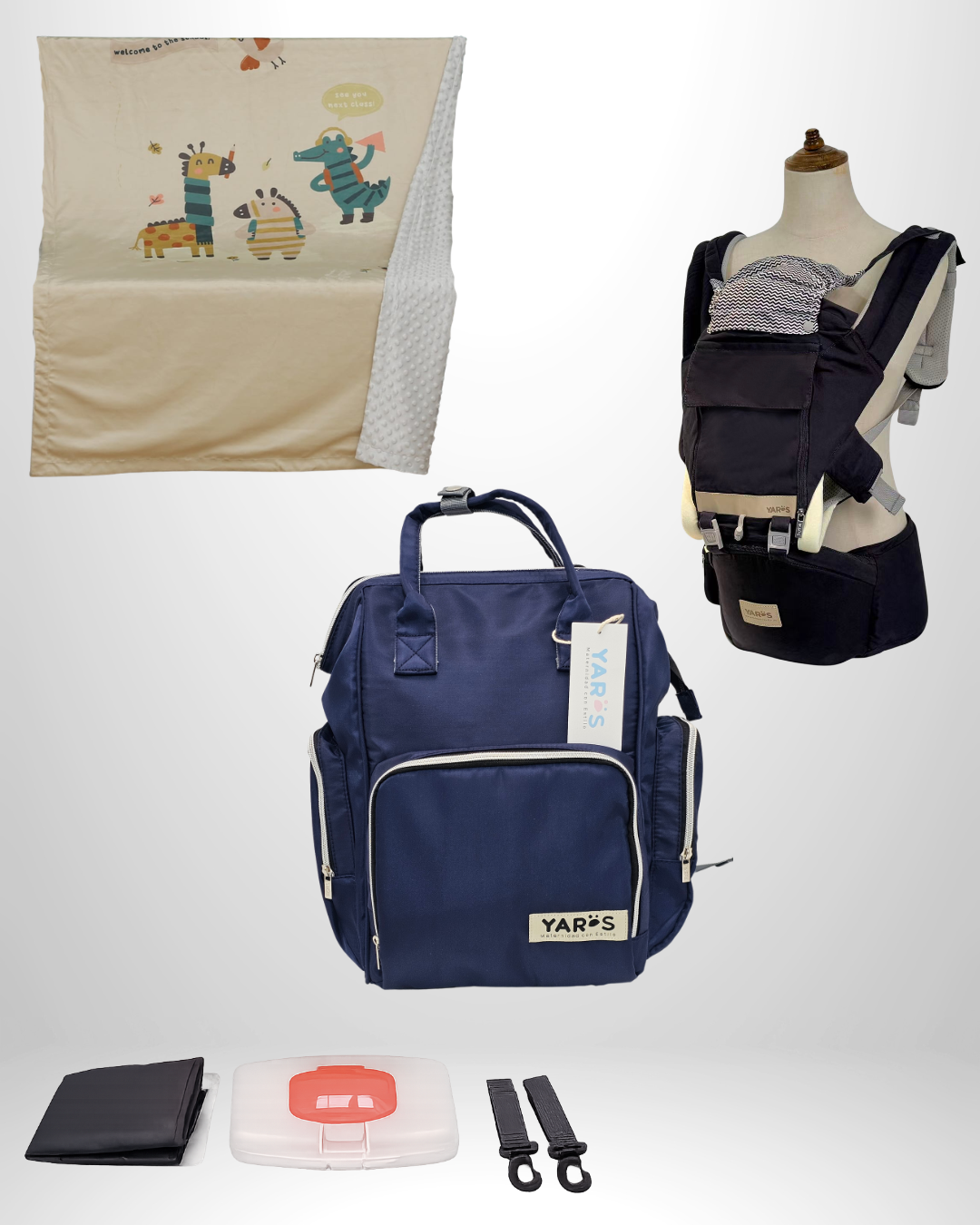 Combo YARÖS Esencial – Pañalera + Cargador + Cobija | Envío Gratis