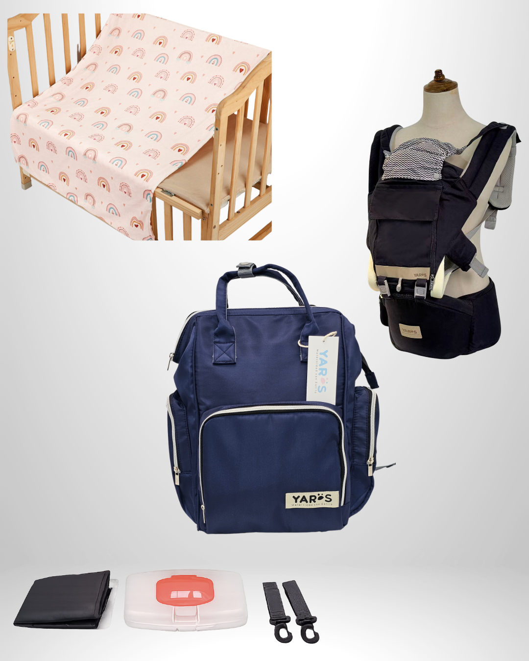 Combo YARÖS Esencial – Pañalera + Cargador + Cobija | Envío Gratis