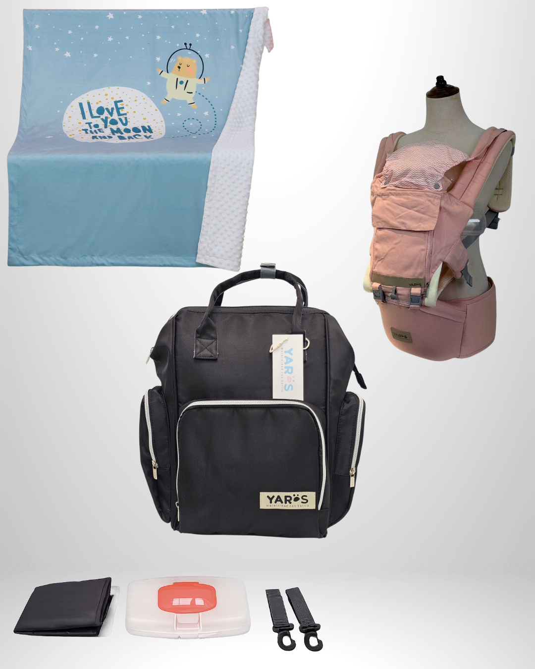 Combo YARÖS Esencial – Pañalera + Cargador + Cobija | Envío Gratis