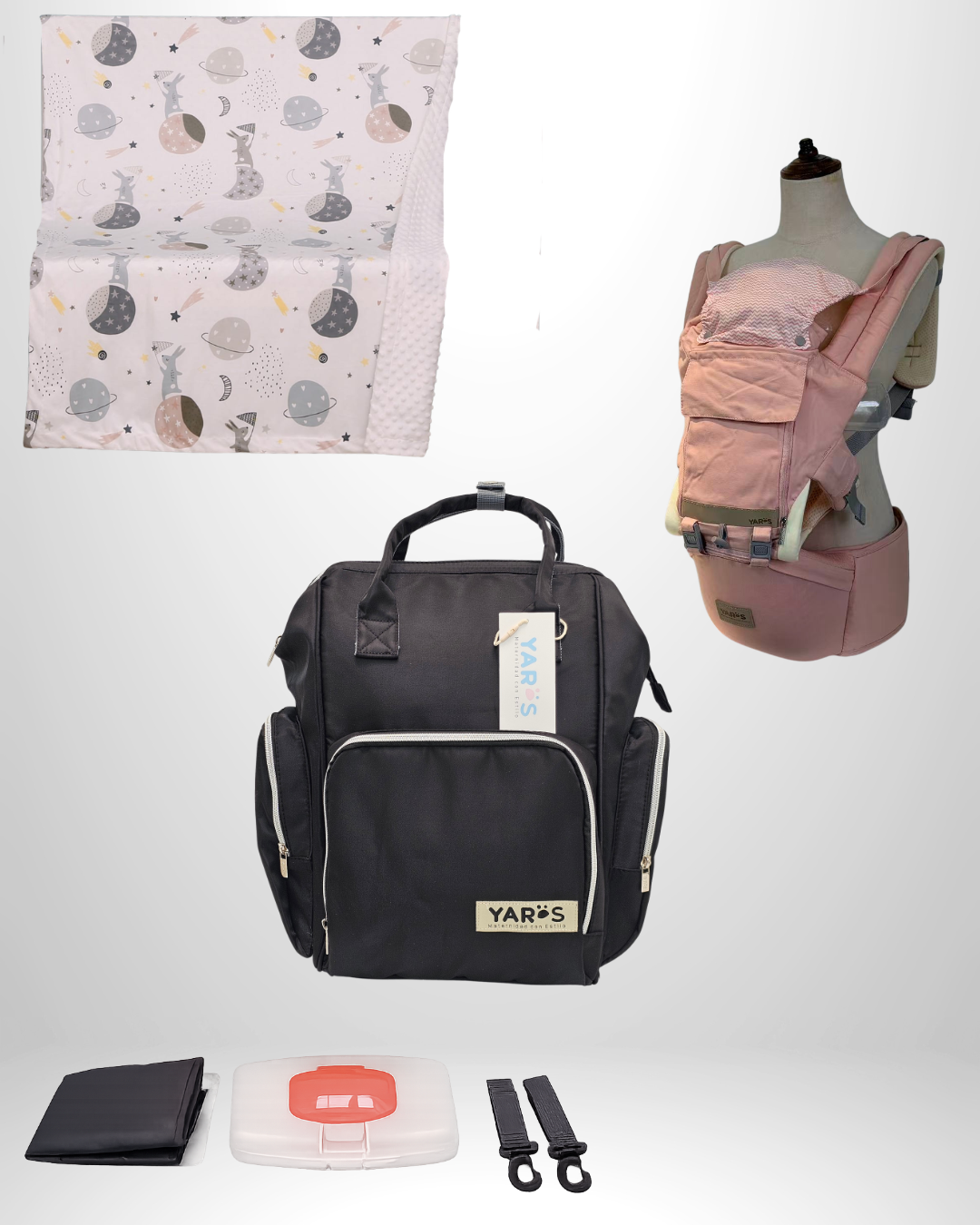 Combo YARÖS Esencial – Pañalera + Cargador + Cobija | Envío Gratis