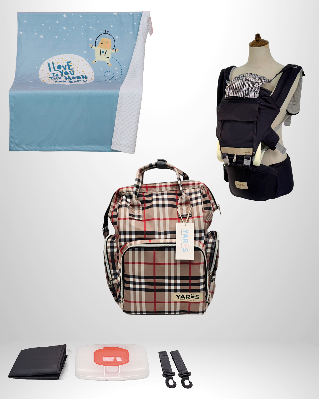 Combo YARÖS Esencial – Pañalera + Cargador + Cobija | Envío Gratis