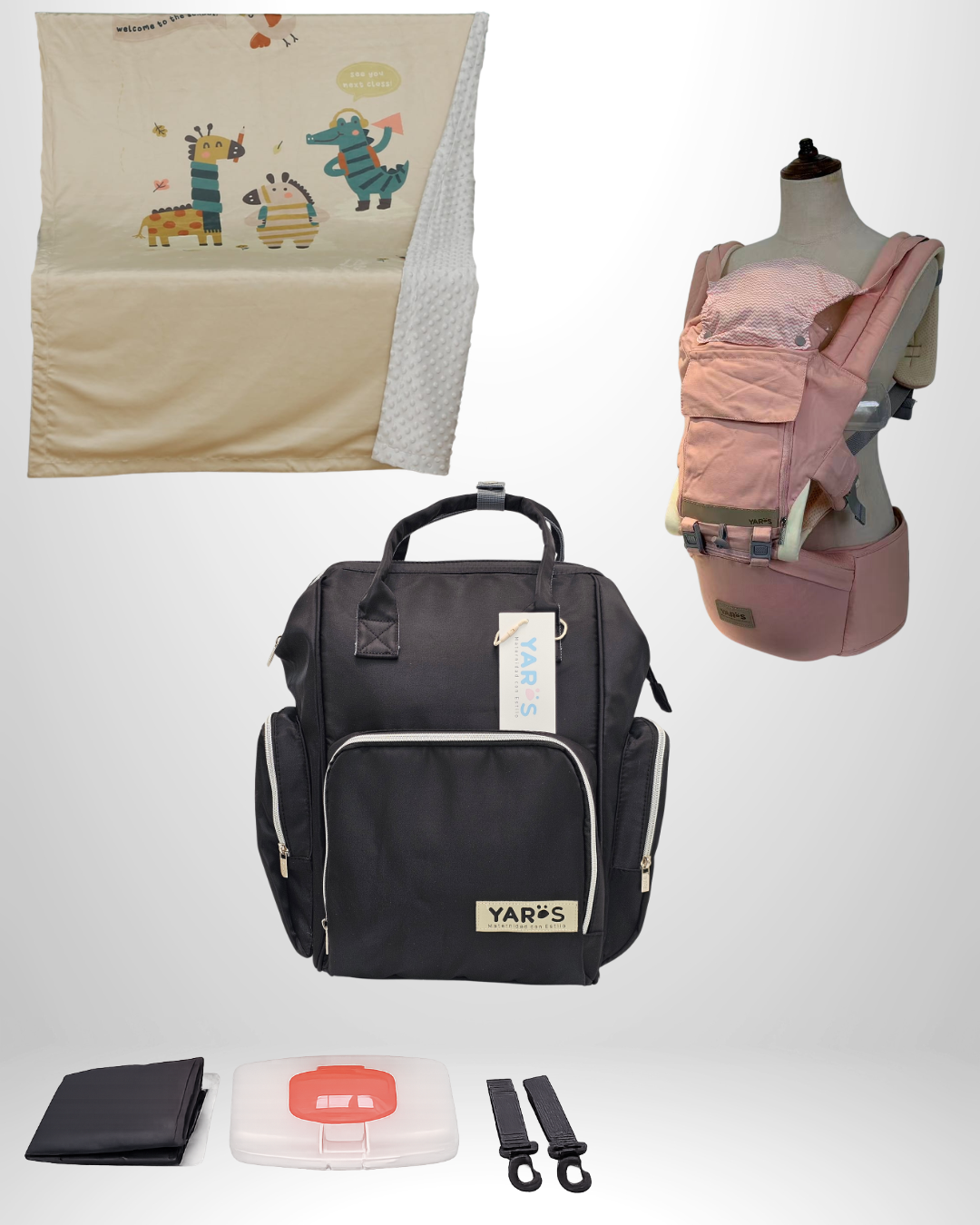Combo YARÖS Esencial – Pañalera + Cargador + Cobija | Envío Gratis