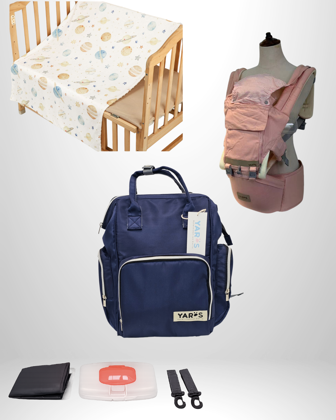 Combo YARÖS Esencial – Pañalera + Cargador + Cobija | Envío Gratis