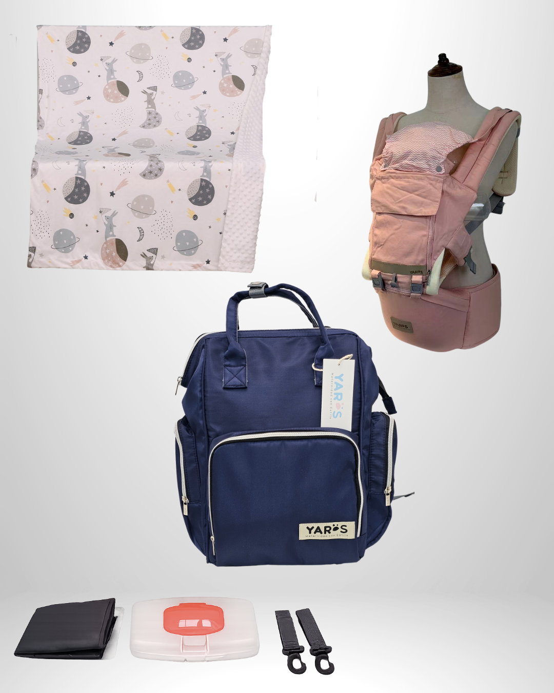 Combo YARÖS Esencial – Pañalera + Cargador + Cobija | Envío Gratis